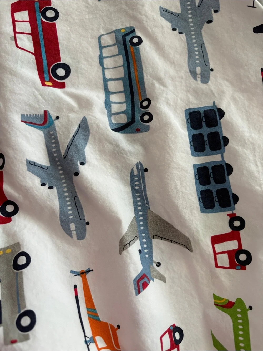 Pottery Barn Kids White Pillowcases set of two. Airplanes trucks. Standard size.